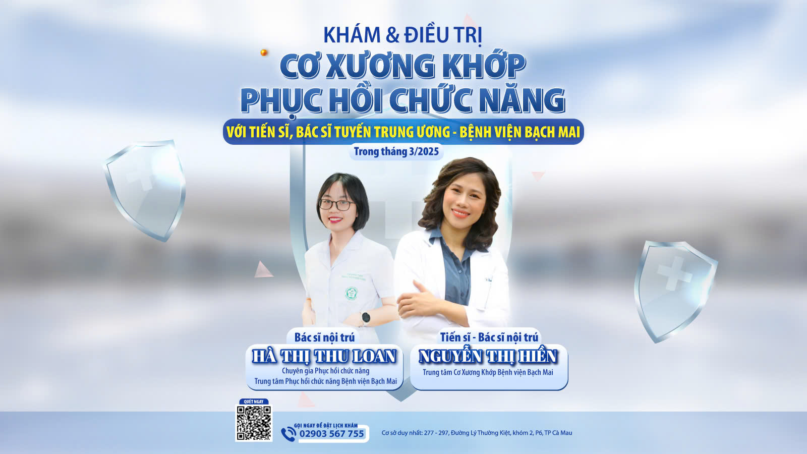 KHÁM & ĐIỀU TRỊ CƠ XƯƠNG KHỚP, PHỤC HỒI CHỨC NĂNG VỚI TIẾN SĨ, BÁC SĨ TUYẾN TRUNG ƯƠNG TẠI PKĐK HỒNG ĐỨC